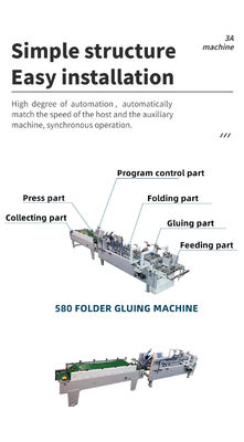 Machine de fabrication de boîtes de déjeuner en papier avec colle à plier latérale et colle à crochet en bas 3ACQ 580D