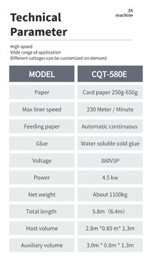 Machine à coller les enveloppes à grande vitesse avec une vitesse de travail de 230 m/min et une large gamme de tailles de papier